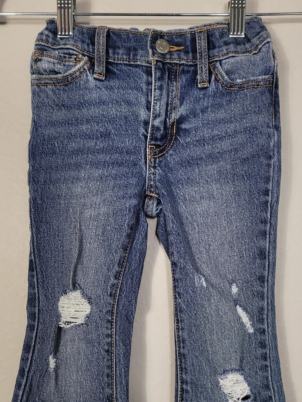 Old Navy Girls High Rise Flare Jeans Size 5 Adjustable Waist Denim Cotton